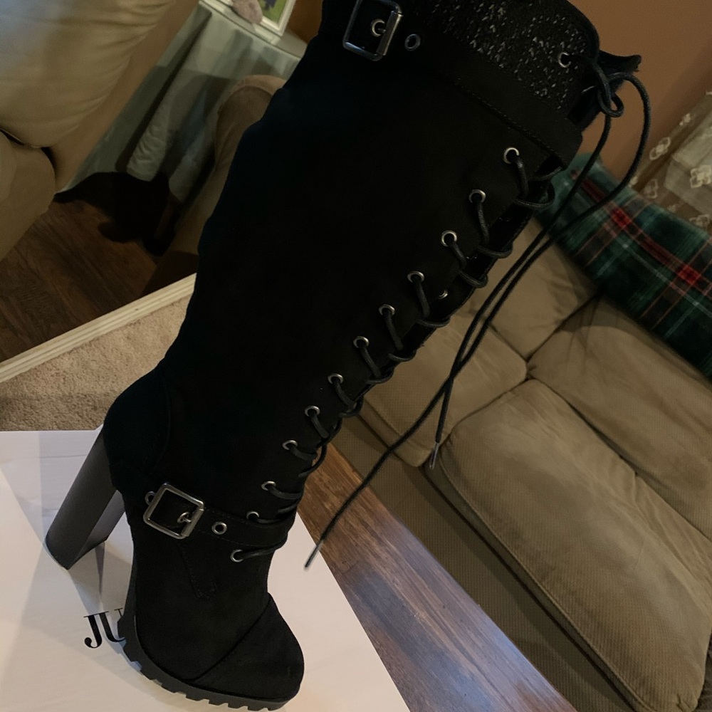 Tall fully lace up/zip (JustFab) black boots